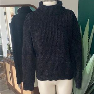 Black Oversized Turtleneck Sweater